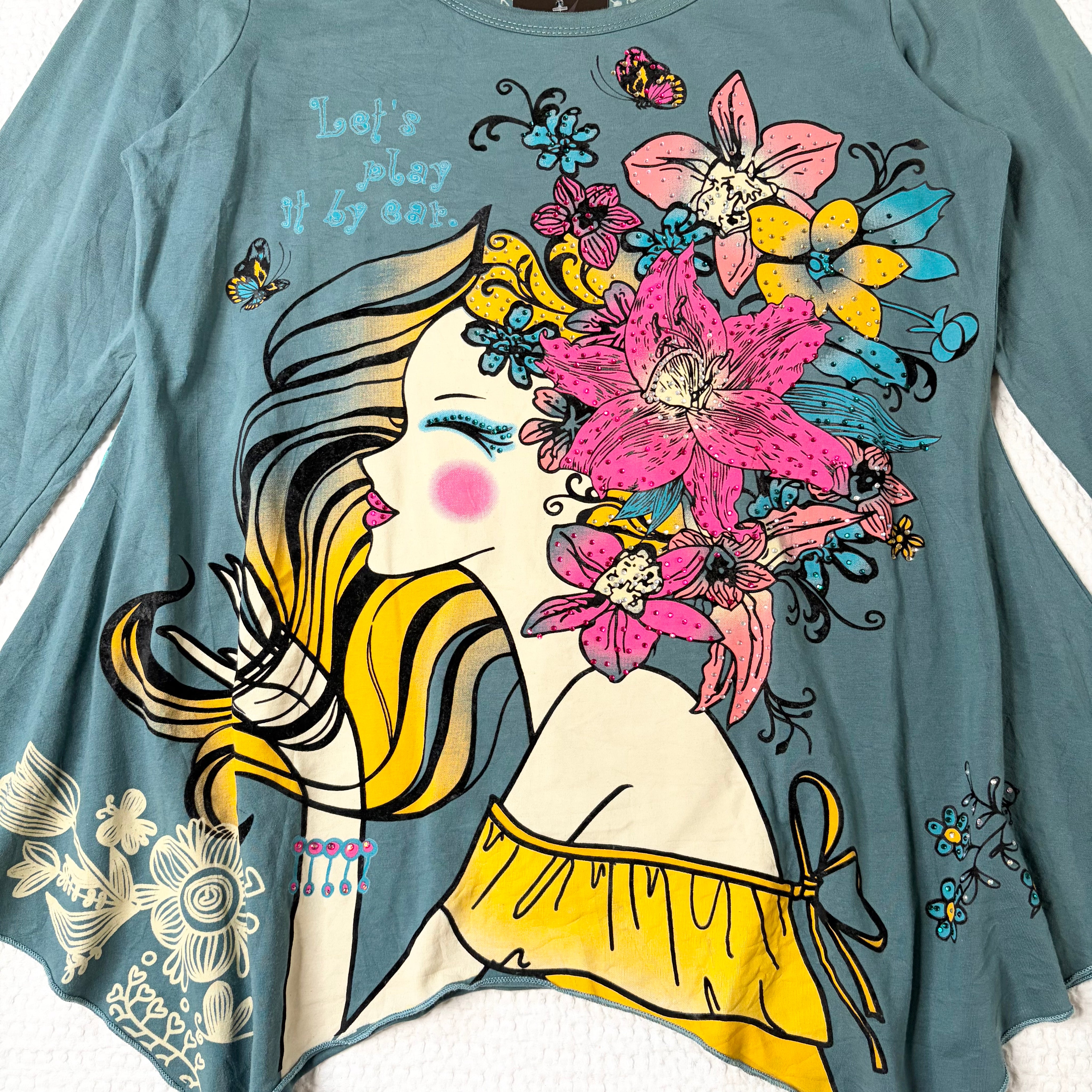 Custo Barcelona Bedazzled Graphic Long Sleeve (L-XL)