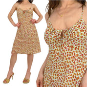 2000s Yellow Floral Full Length Dress (M)