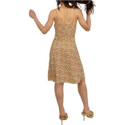 2000s Yellow Floral Full Length Dress (M)