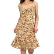 2000s Yellow Floral Full Length Dress (M)