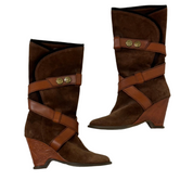 Miss Sixty Chestnut Suede Wedge Boots (8)