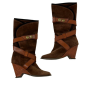 Miss Sixty Chestnut Suede Wedge Boots (8)