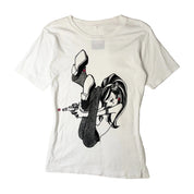 Girl Holding Gun Graphic Tee (M)