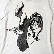 Girl Holding Gun Graphic Tee (M)