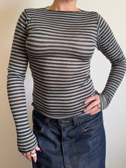 The Forest Green Striped Long Sleeve Top (XS-XL)