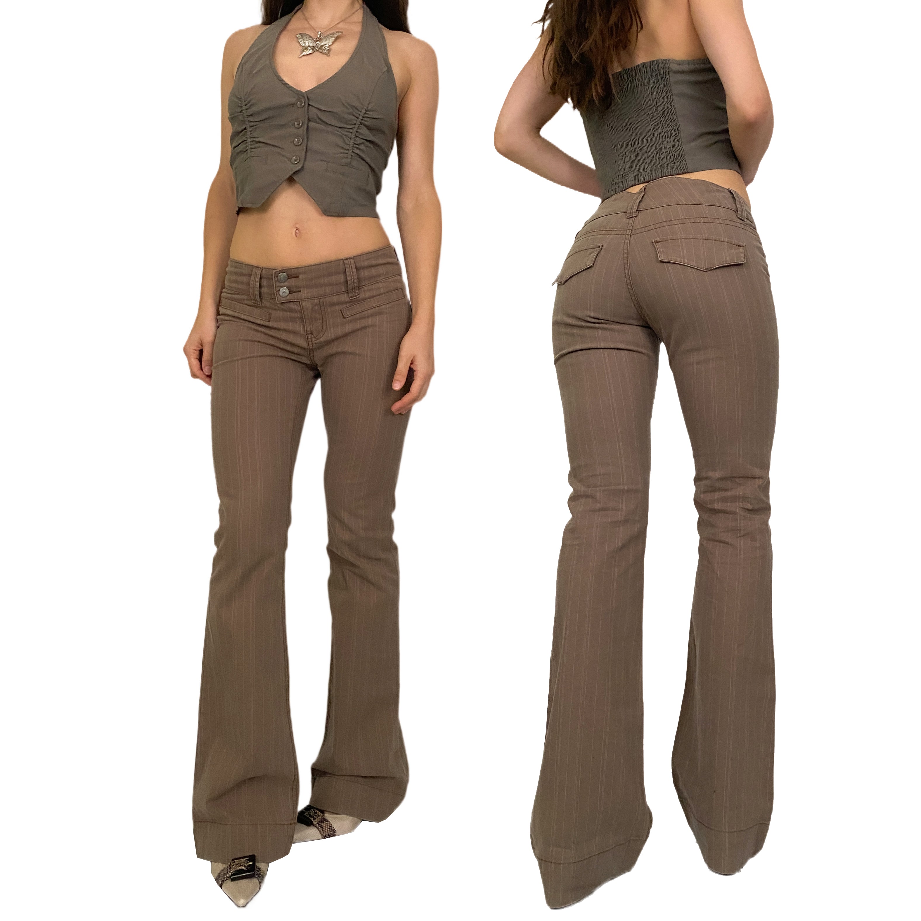 Y2K Brown Flared Trousers (S)