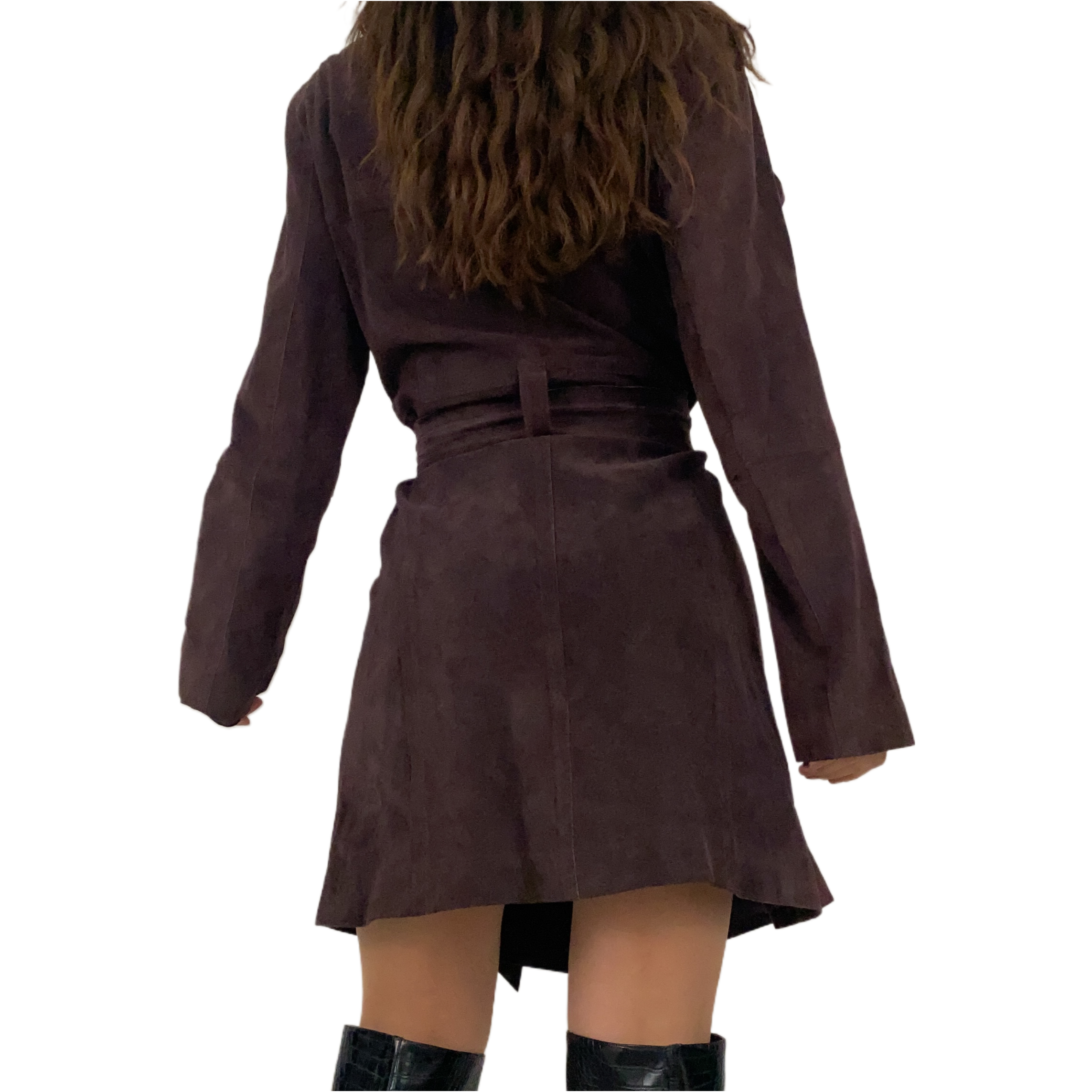 Plum Leather Trench Coat (L)