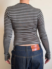 The Forest Green Striped Long Sleeve Top (XS-XL)