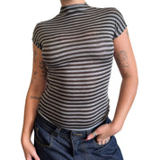 The Forest Green Striped Mock Neck Tee (XS-XL)
