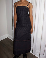 Y2K Cop Copine Pinstripe Maxi Dress (XS/S)