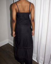 Y2K Cop Copine Pinstripe Maxi Dress (XS/S)