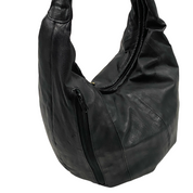 Large Black Slouchy Leather Hobo Bag