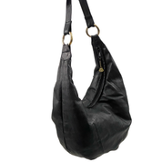 Large Black Slouchy Leather Hobo Bag