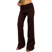 Chocolate Striped Flared Trousers (S)