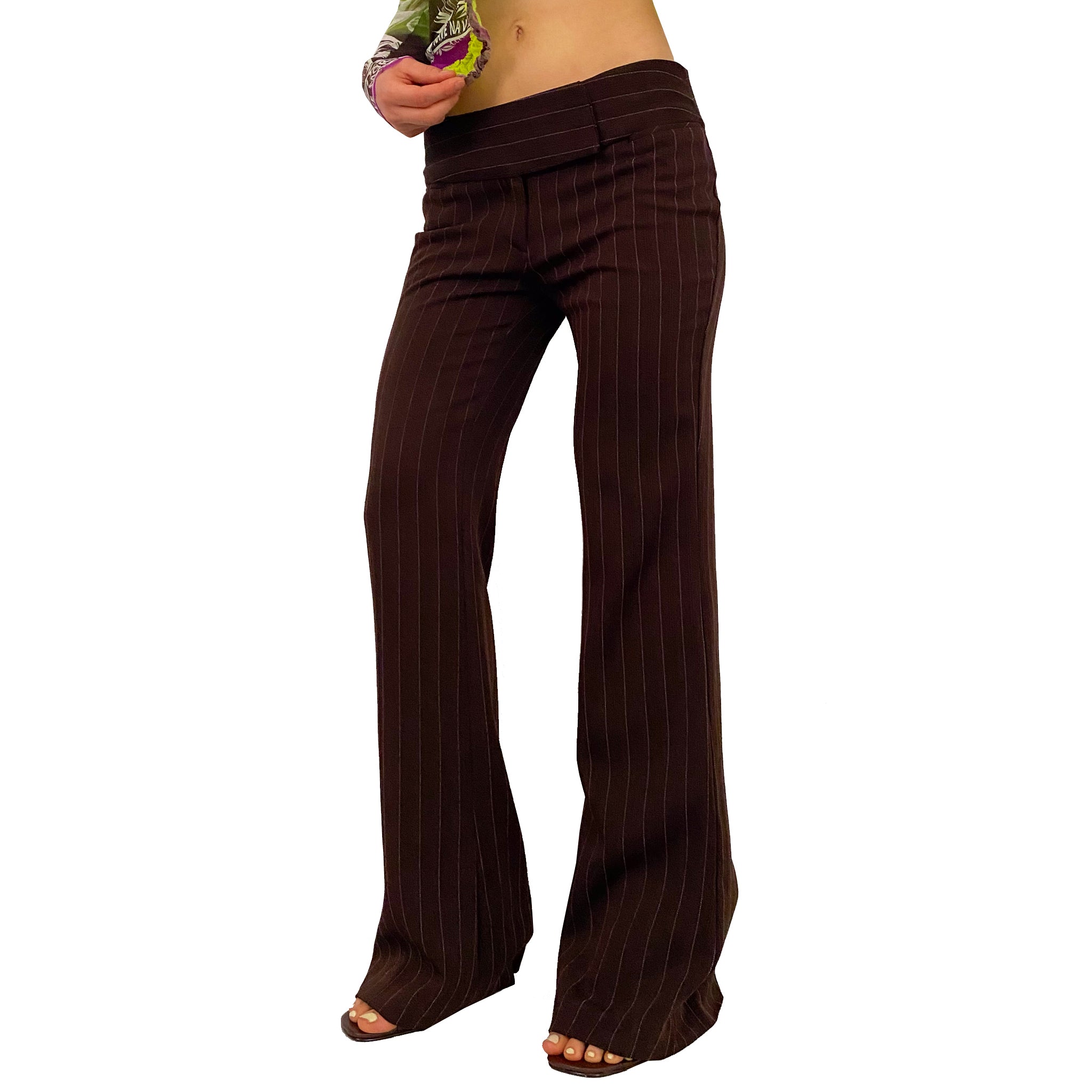 Chocolate Striped Flared Trousers (S)