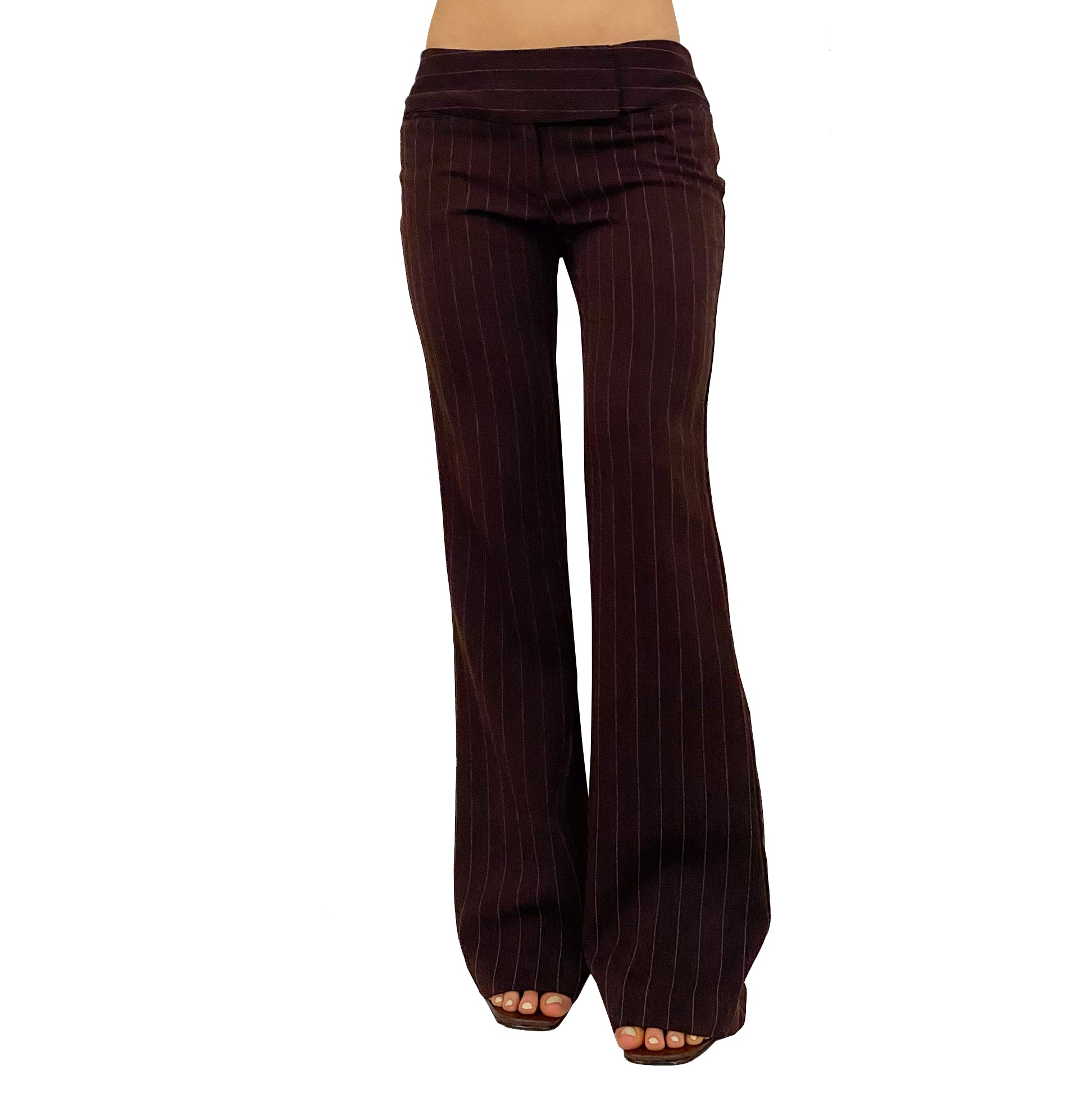 Chocolate Striped Flared Trousers (S)