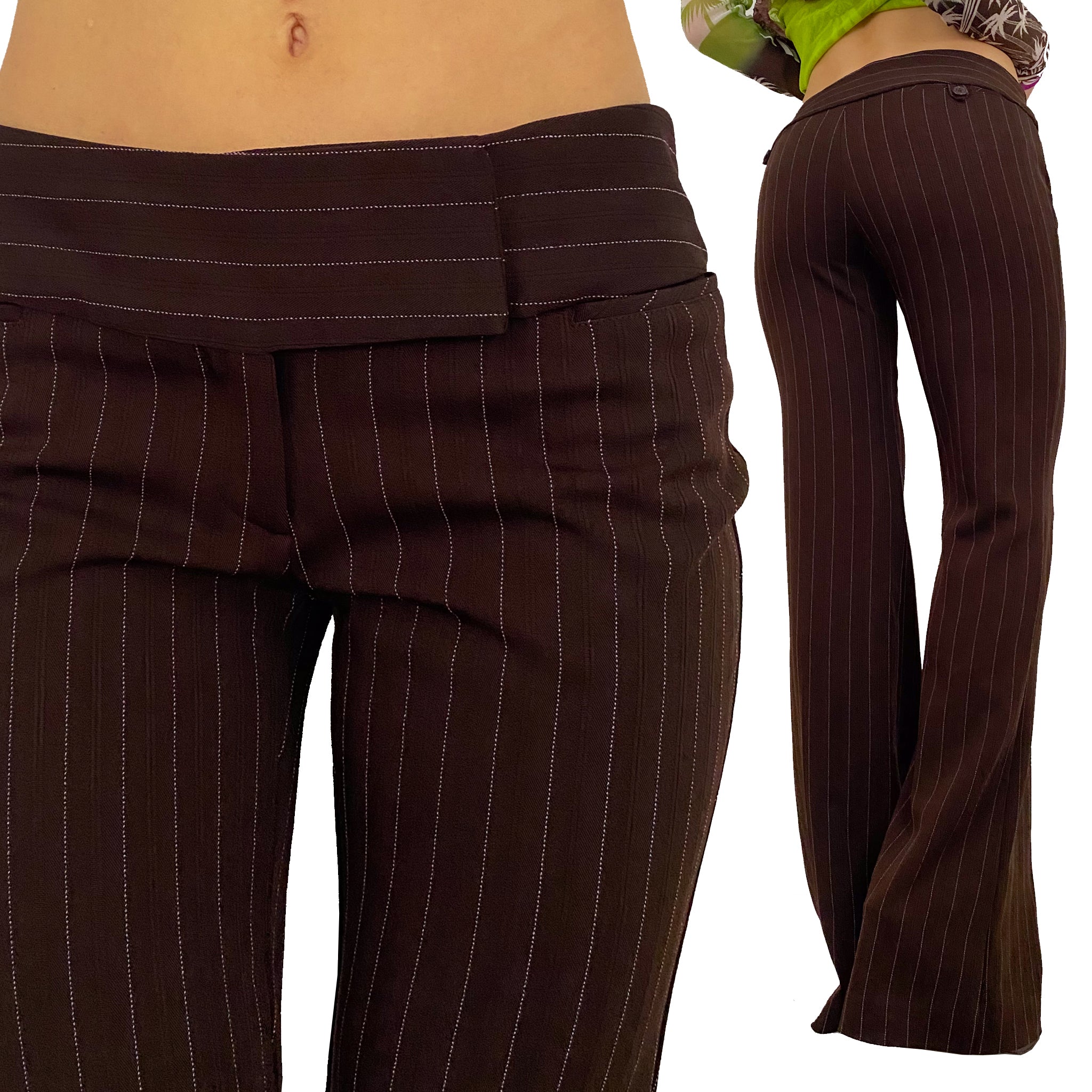 Chocolate Striped Flared Trousers (S)