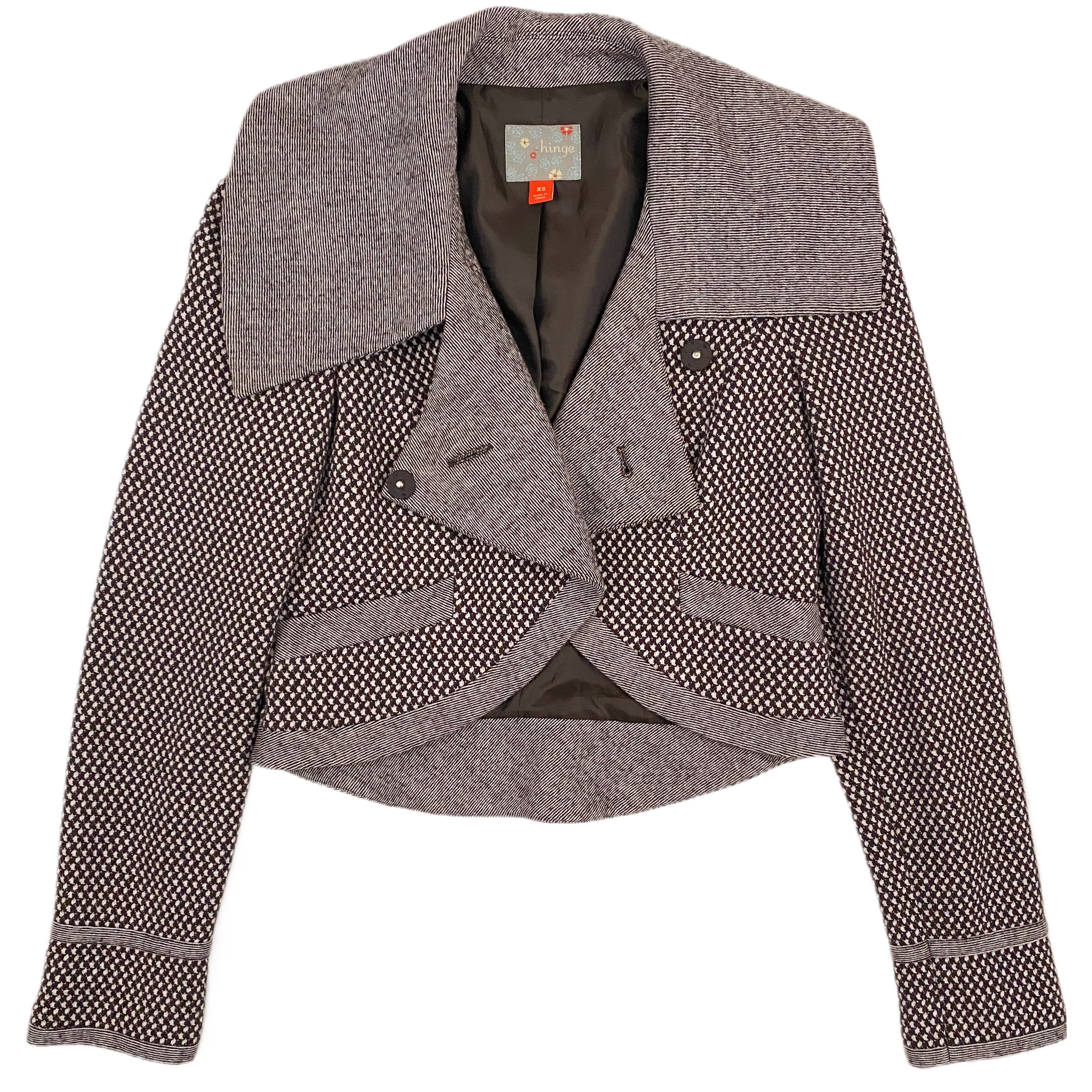 Brown Asymmetrical Cropped Jacket (XS)