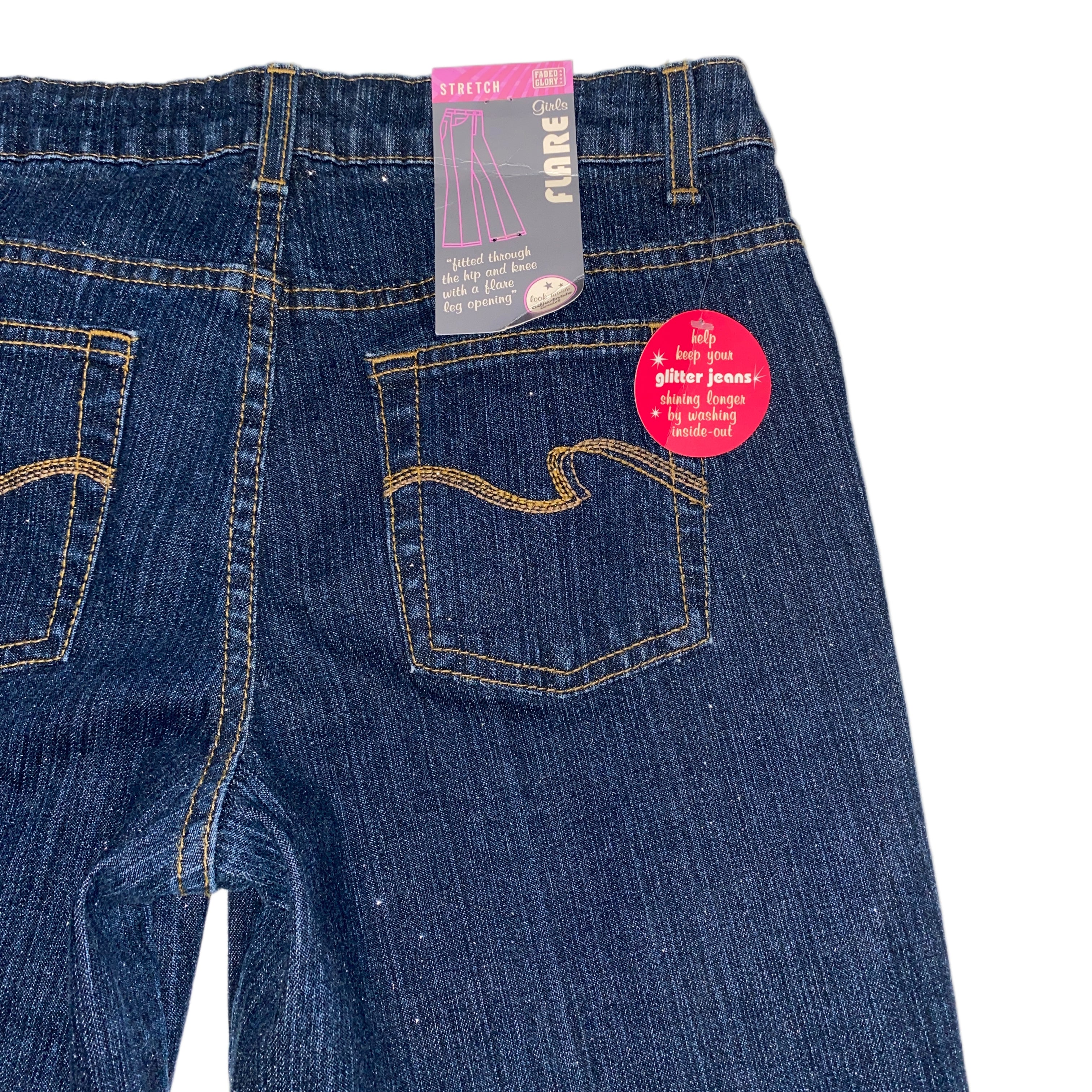 Y2K Mid-Rise Glitter Flares (XS)