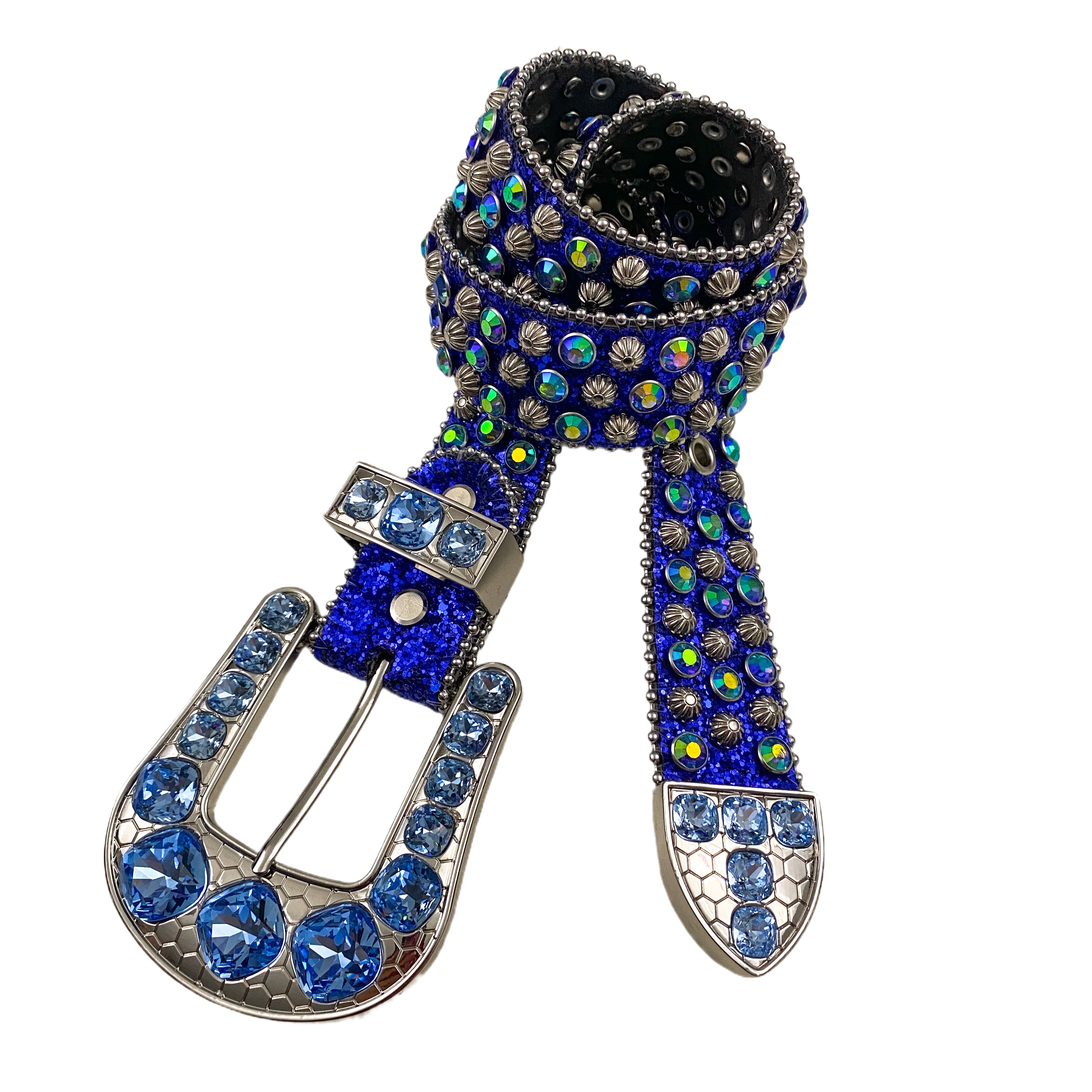 Blue Rhinestone and Studded Belt (XS)