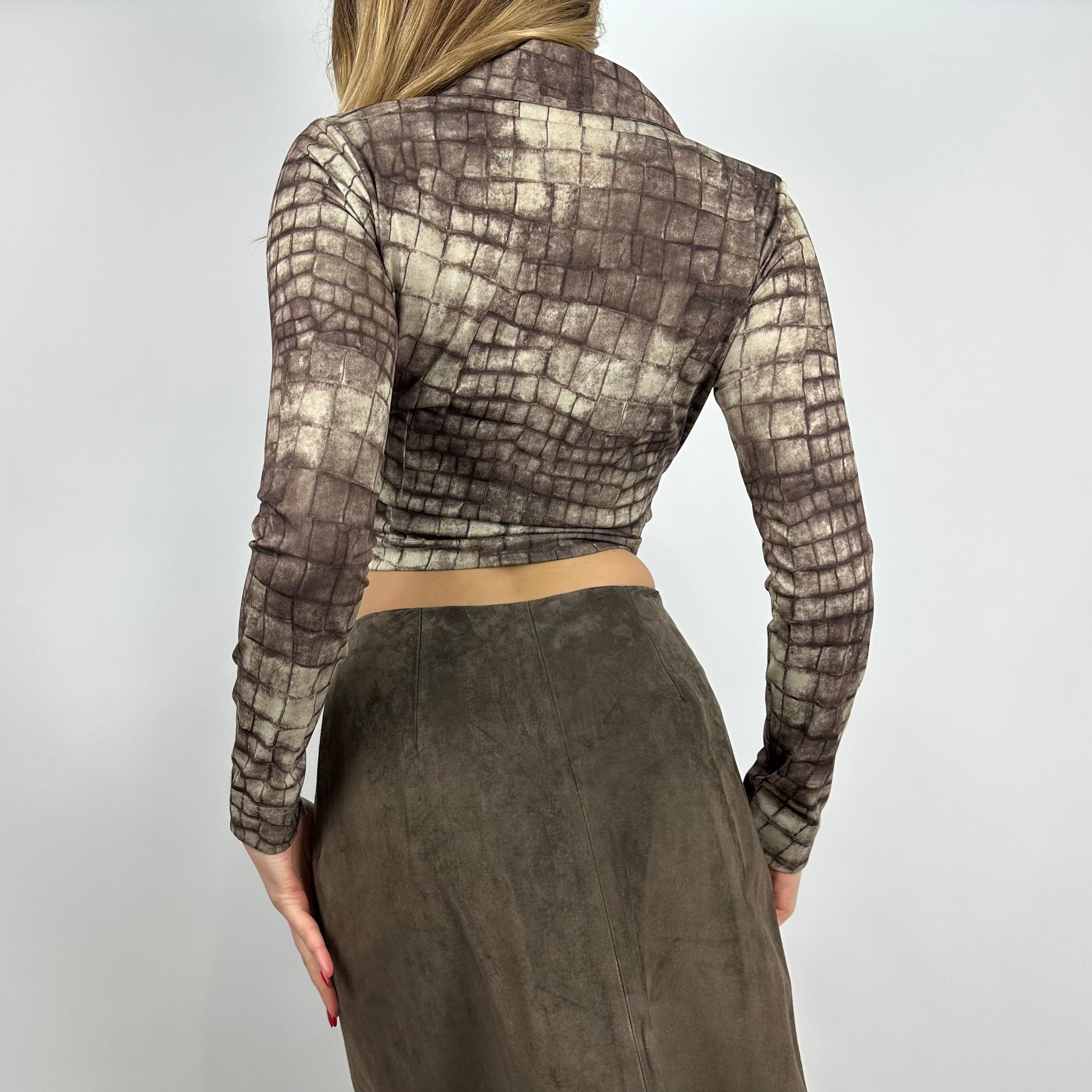 Vintage 90s Snake Print Button Down Blouse (XS/S)