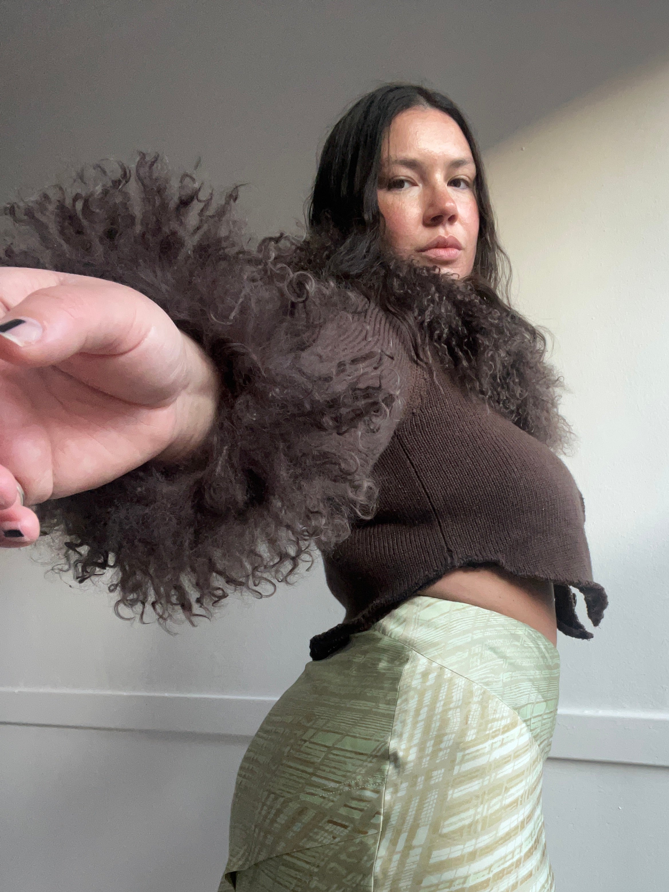 Genuine Mongolian Fur Knit Bolero (M/L)