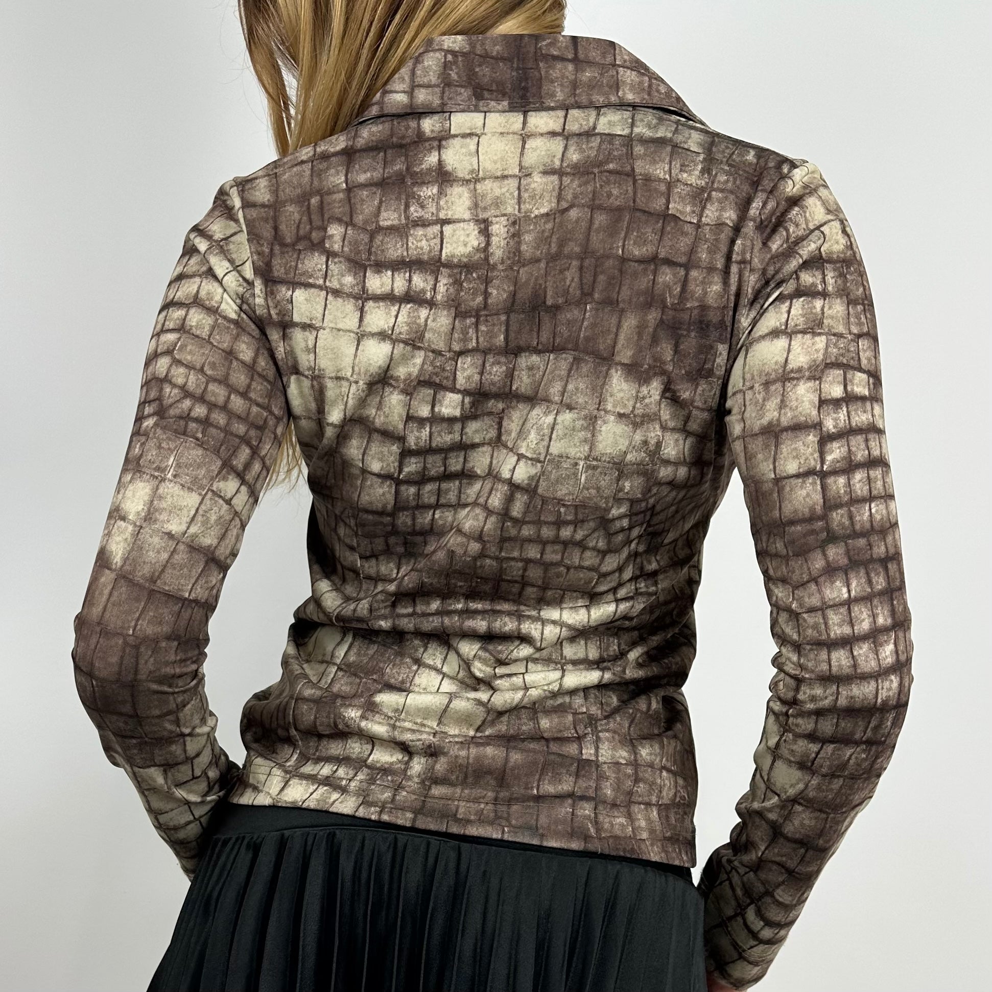 Vintage 90s Snake Print Button Down Blouse (XS/S)