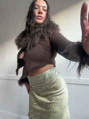 Genuine Mongolian Fur Knit Bolero (M/L)
