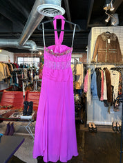 Magenta Ornate Halter-Neck Gown (S)