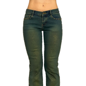Y2K Gold Glitter Flare Jeans (S/M)