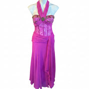 Magenta Ornate Halter-Neck Gown (S)