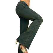 Y2K Gold Glitter Flare Jeans (S/M)