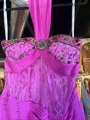 Magenta Ornate Halter-Neck Gown (S)