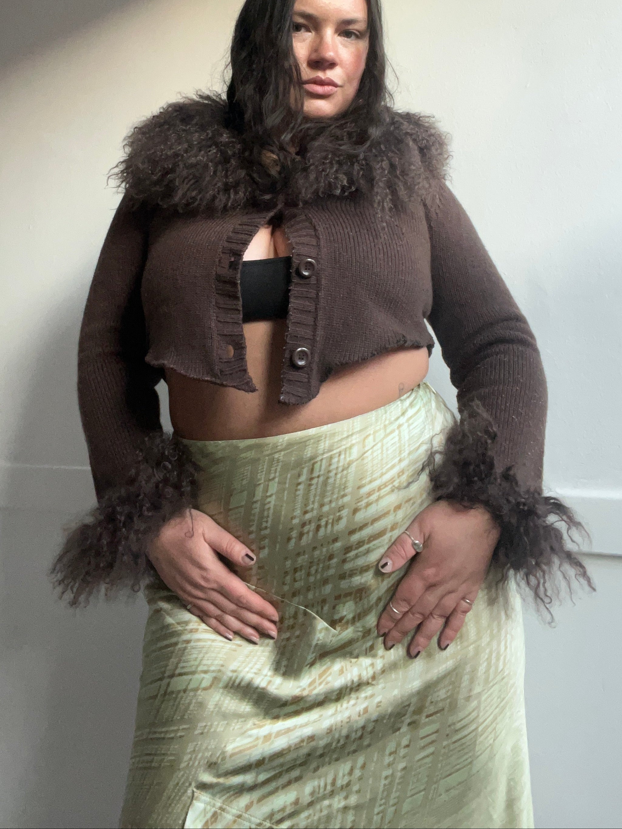 Genuine Mongolian Fur Knit Bolero (M/L)