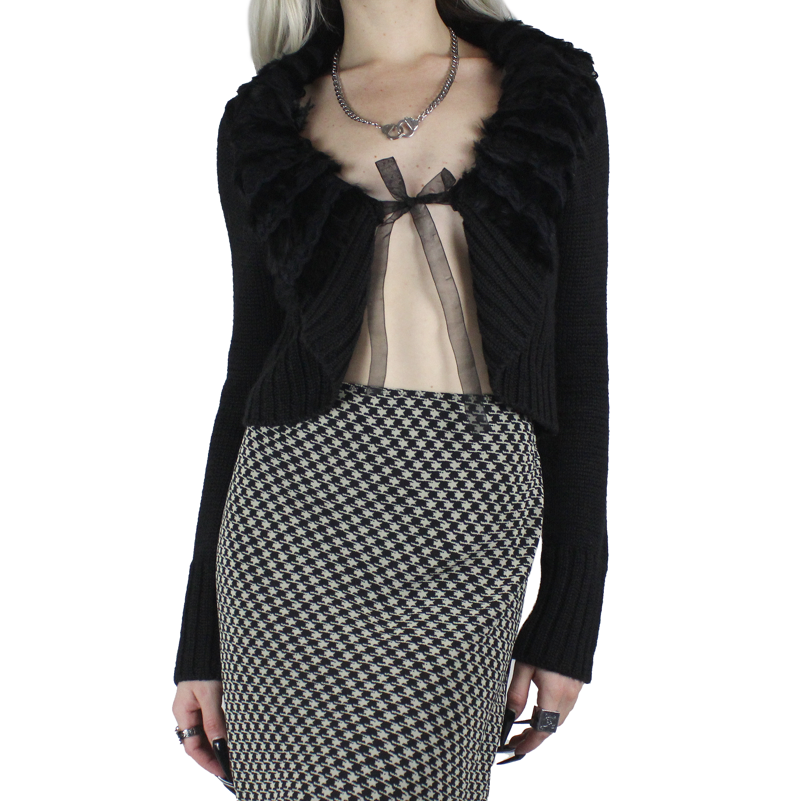 Y2K Fur Collar Cardi (S/M)