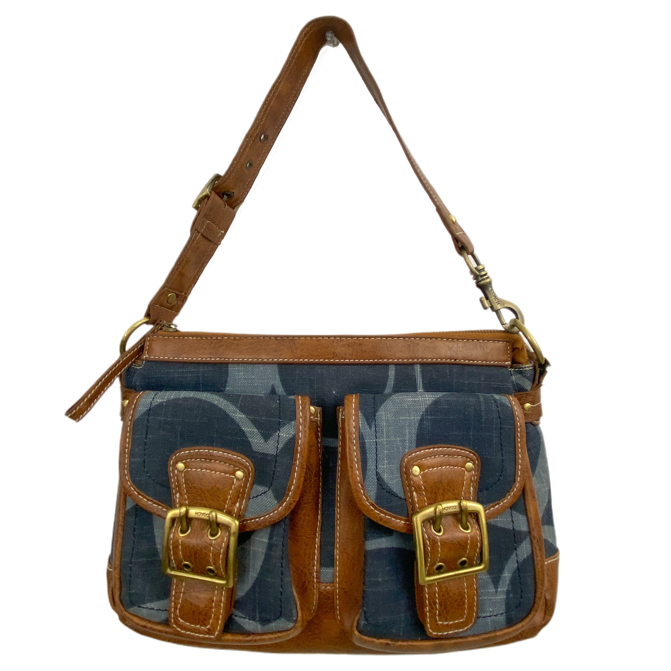 Coach Denim Leather Hobo Bag