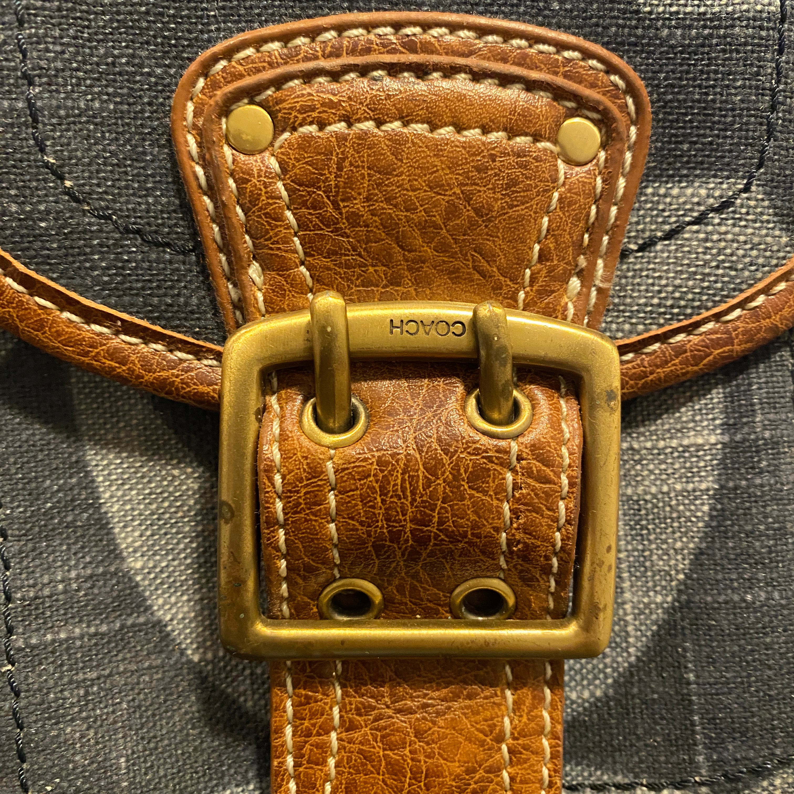 Coach Denim Leather Hobo Bag