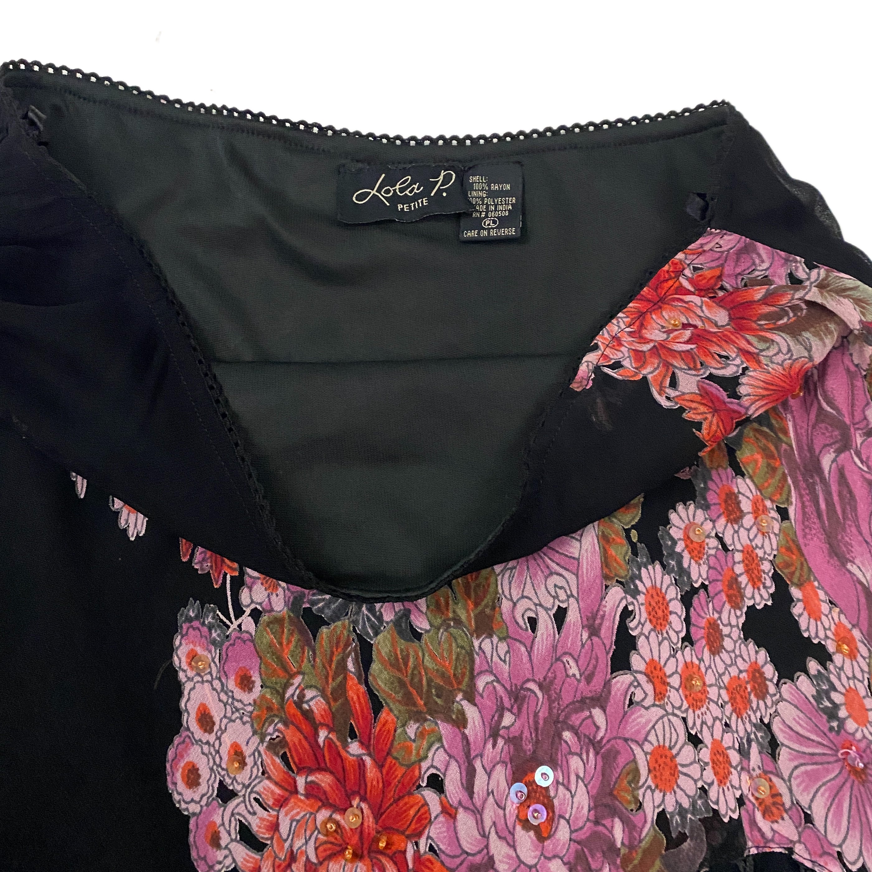 Fringe Embellished Floral Skirt (L)