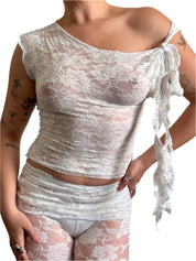 White Lace Tie Tank (XS-XL)