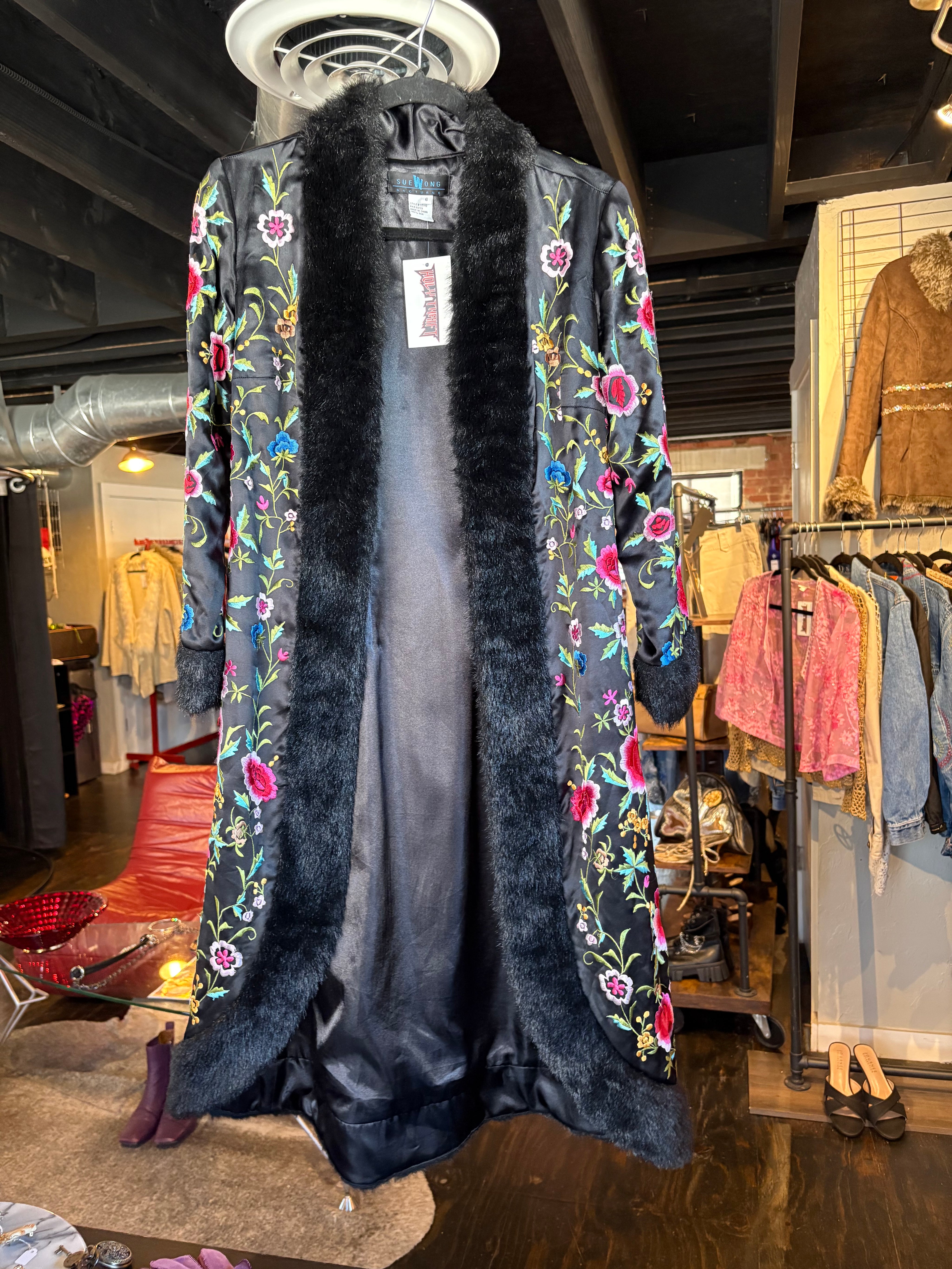 Sue Wong Silk Embroidered Duster Coat (M)