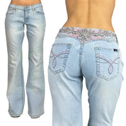 Y2K Embroidered Low Rise Flares (M)