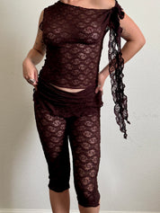 Brown Lace Capris(XS-XL)