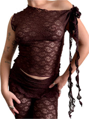 Brown Lace Tie Tank (XS-XL) (Copy)