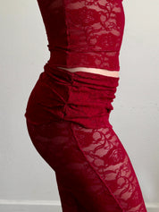 Red Lace Capris(XS-XL)