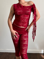 Red Lace Tie Tank (XS-XL)