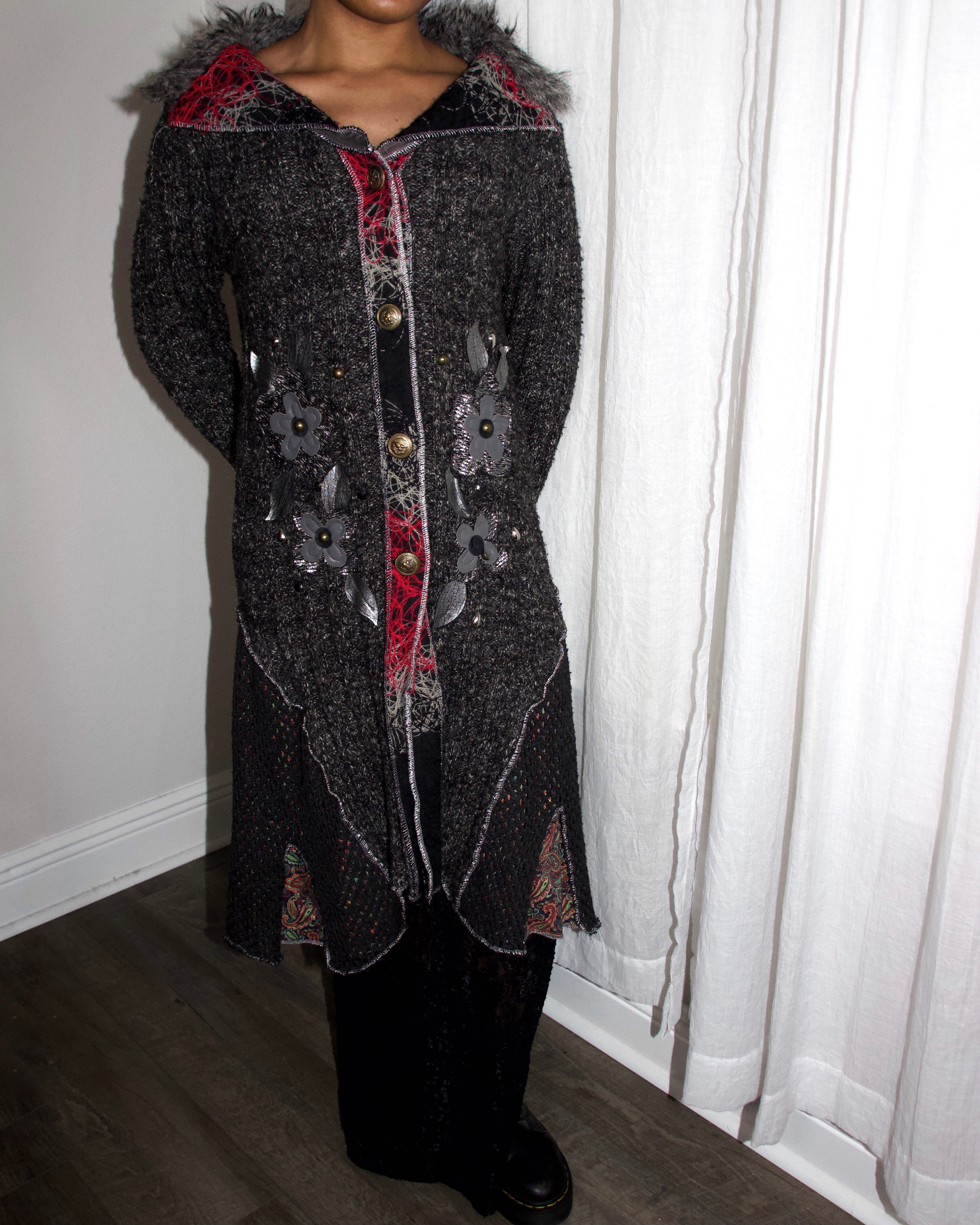 Y2K Floral Duster Sweater (S/M)