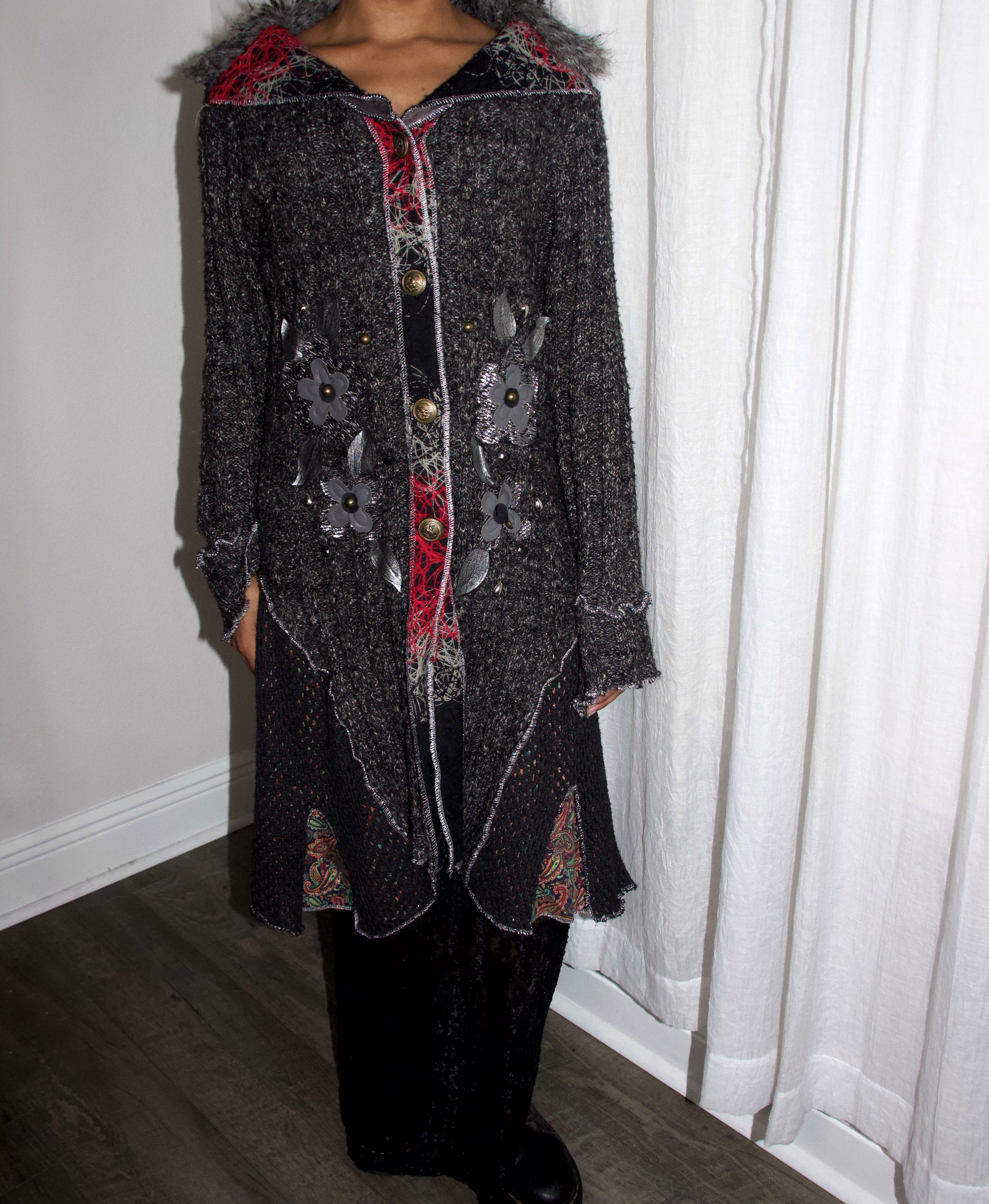 Y2K Floral Duster Sweater (S/M)