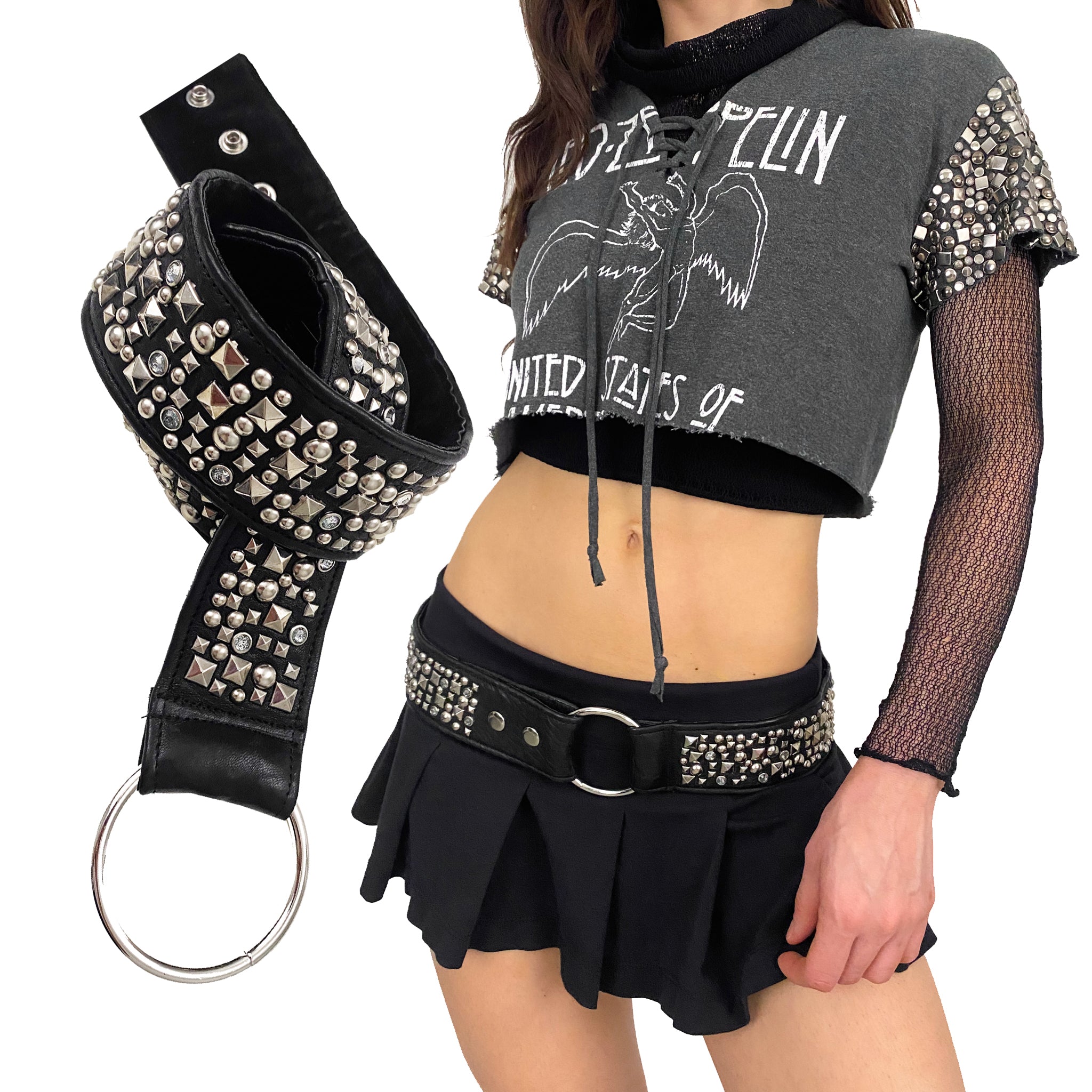 Leather Studded Belt (M)