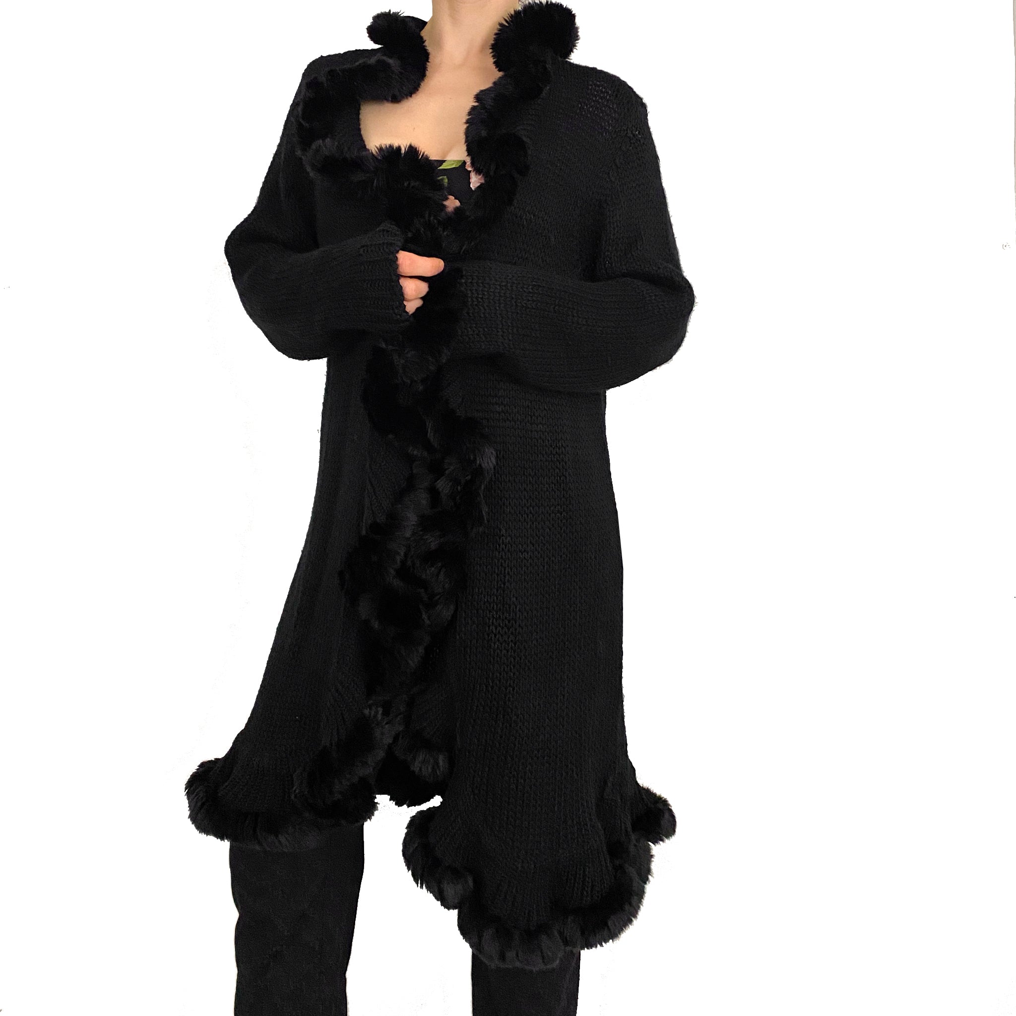 Faux Fur Knit Duster (M)