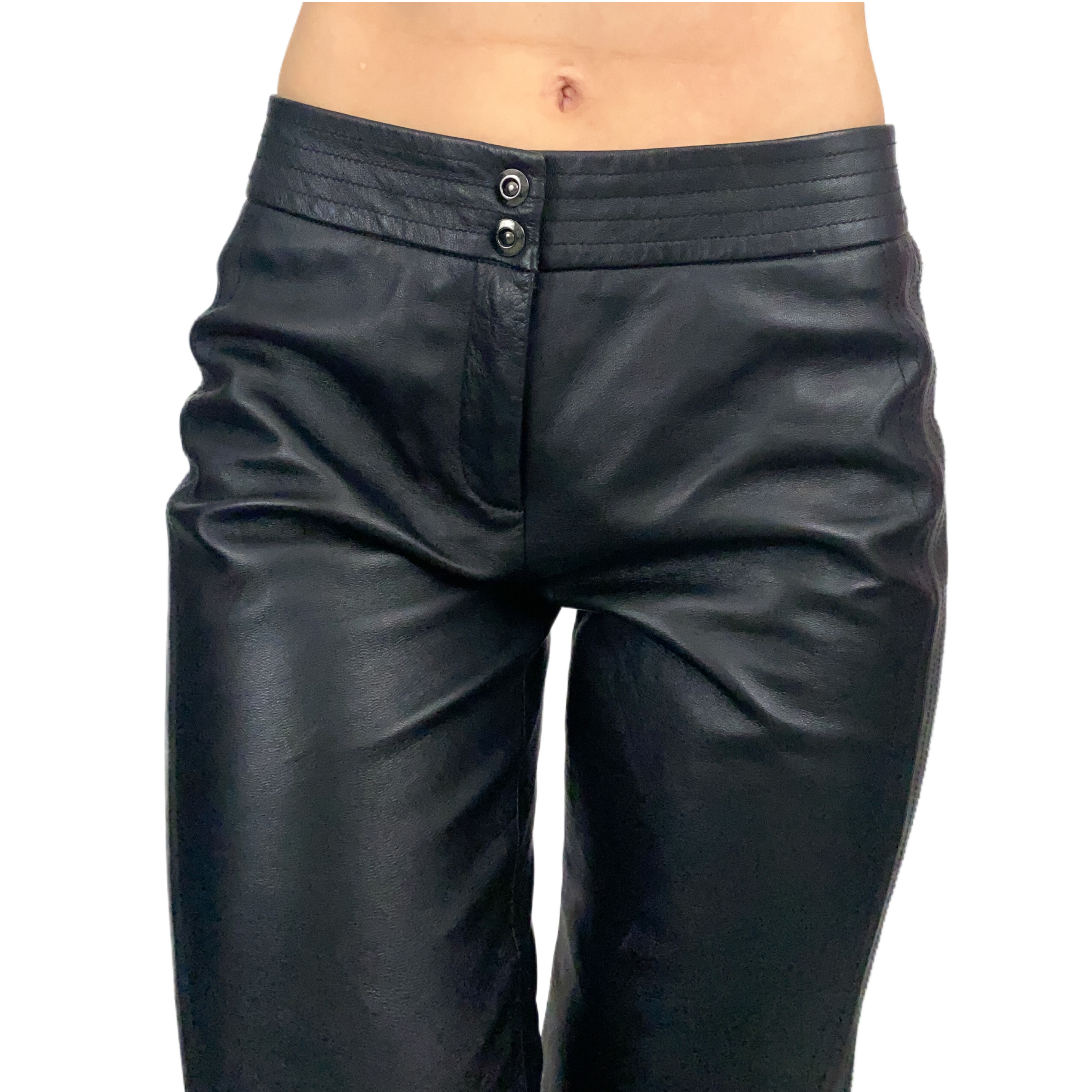 Vintage Black Leather Mid-Rise Pants (S)